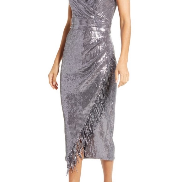 Gunmetal sequins cocktail dress - Picture 3 of 8